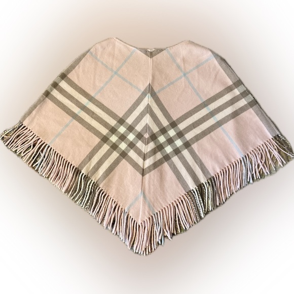 🔥 NEW BURBERRY Cashmere Blend Pink NOVA CHECK PONCHO🔥Women’s One SIZE🔥💗💕 - Picture 4 of 12